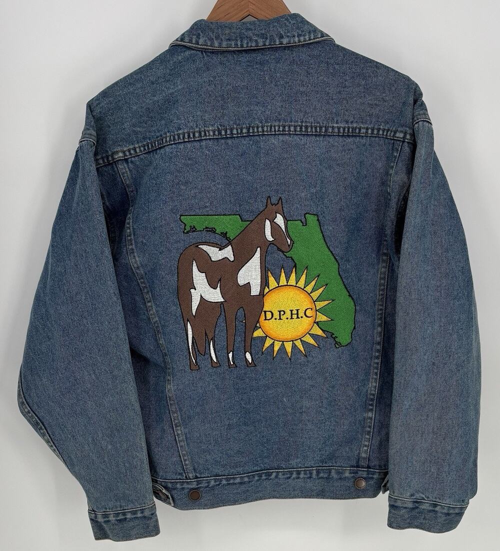Vtg Haleman Jeans Wear DPHC Dixie Paint Horse Club Denim Jacket S Western Unisex